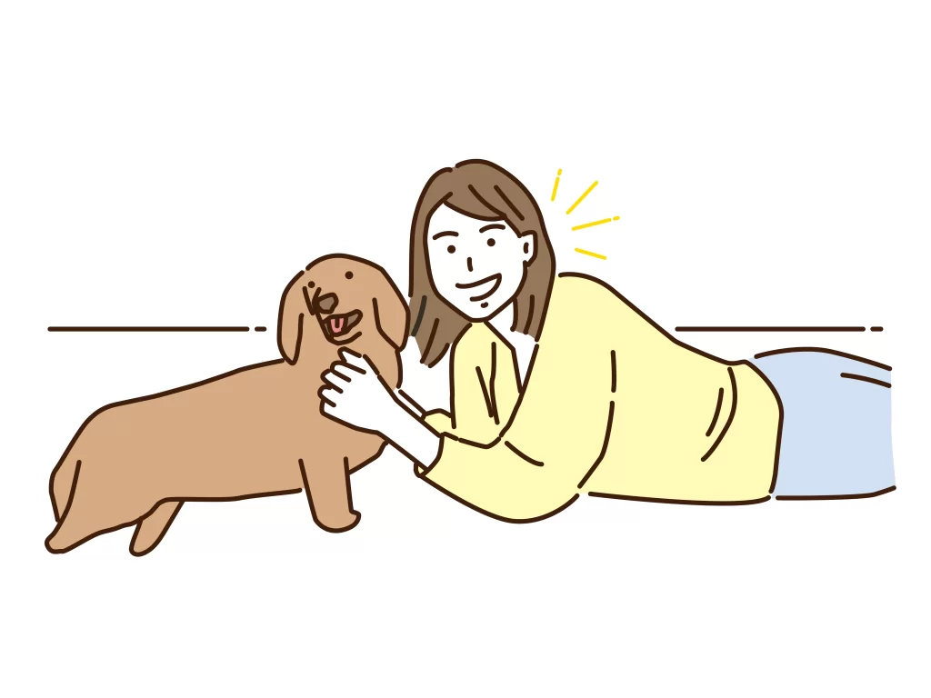 ペットと遊ぶ飼い主
